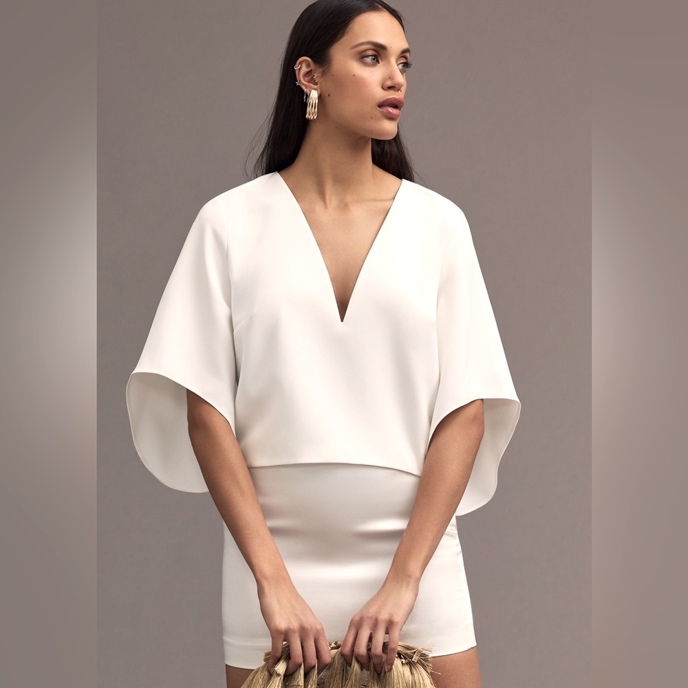 NWOT Mare Mare By Anthropologie Veronica Cape Blouse in Ivory